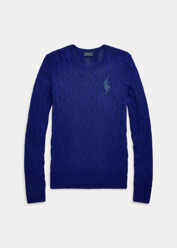 Polo Ralph Lauren Cable-Knit Cotton Striktrøje Dame Danmark (MAZHP8497)